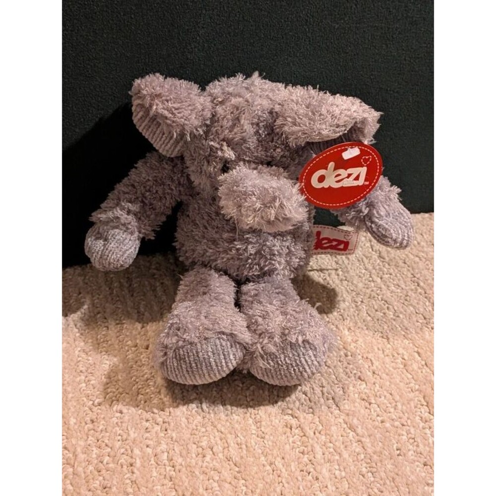 NWT Dezi Ellie Elephant Plush Gray Chenille Stuffed Animal Toy Nursery Baby Gift